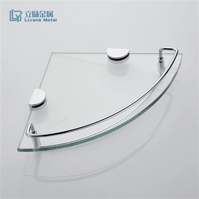 מדף זכוכית עם בר מגבות כרום