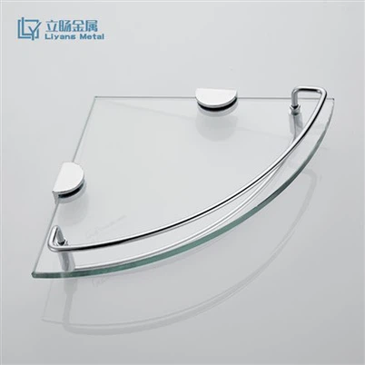 מדף זכוכית עם בר מגבות כרום